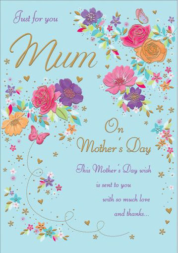 Picture of JUST FOR YOU MUM ON MOTHERS DAY CARD